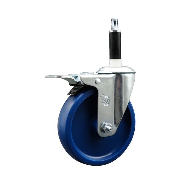5'' SS Solid Poly Swivel 7/8'' Expanding Stem Caster Total Lock Brake